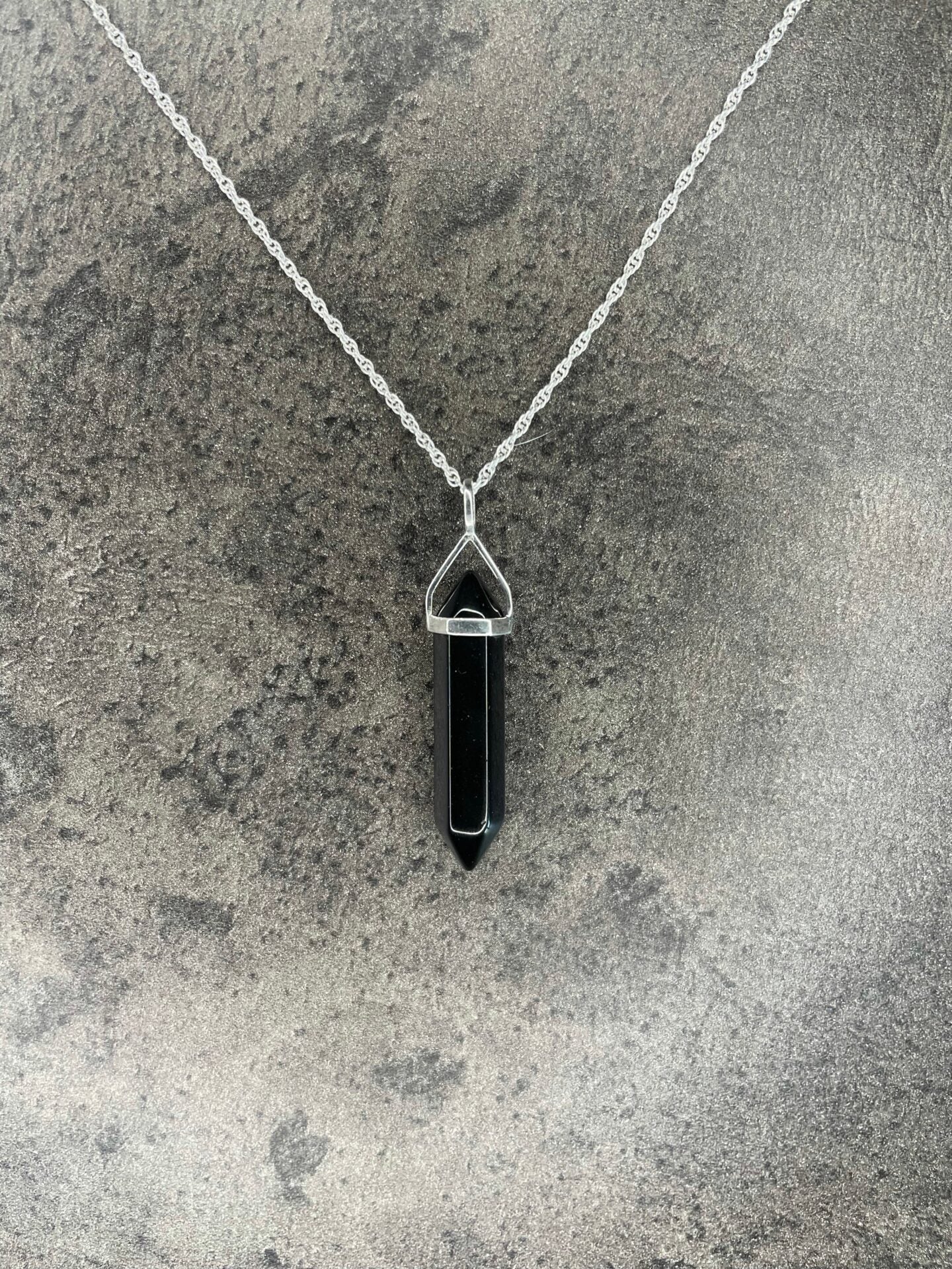 Protection pendant - Black obsidian (sterling silver) With sterling silver necklace