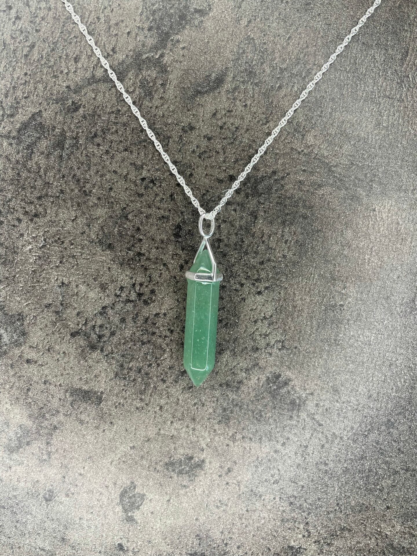 Luck pendant - Green aventurine (sterling silver) With sterling silver necklace