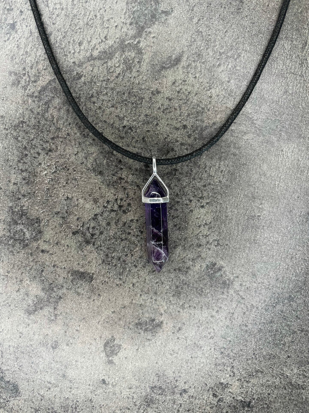 Peace pendant - Amethyst (sterling silver) With cotton chord necklace