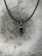 Peace pendant - Amethyst (sterling silver) With cotton chord necklace