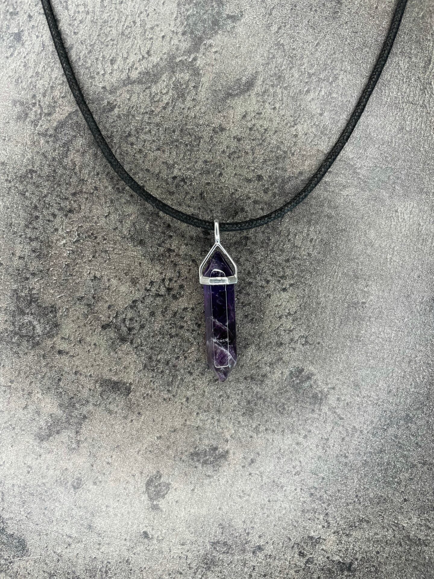 Peace pendant - Amethyst (sterling silver) With cotton chord necklace
