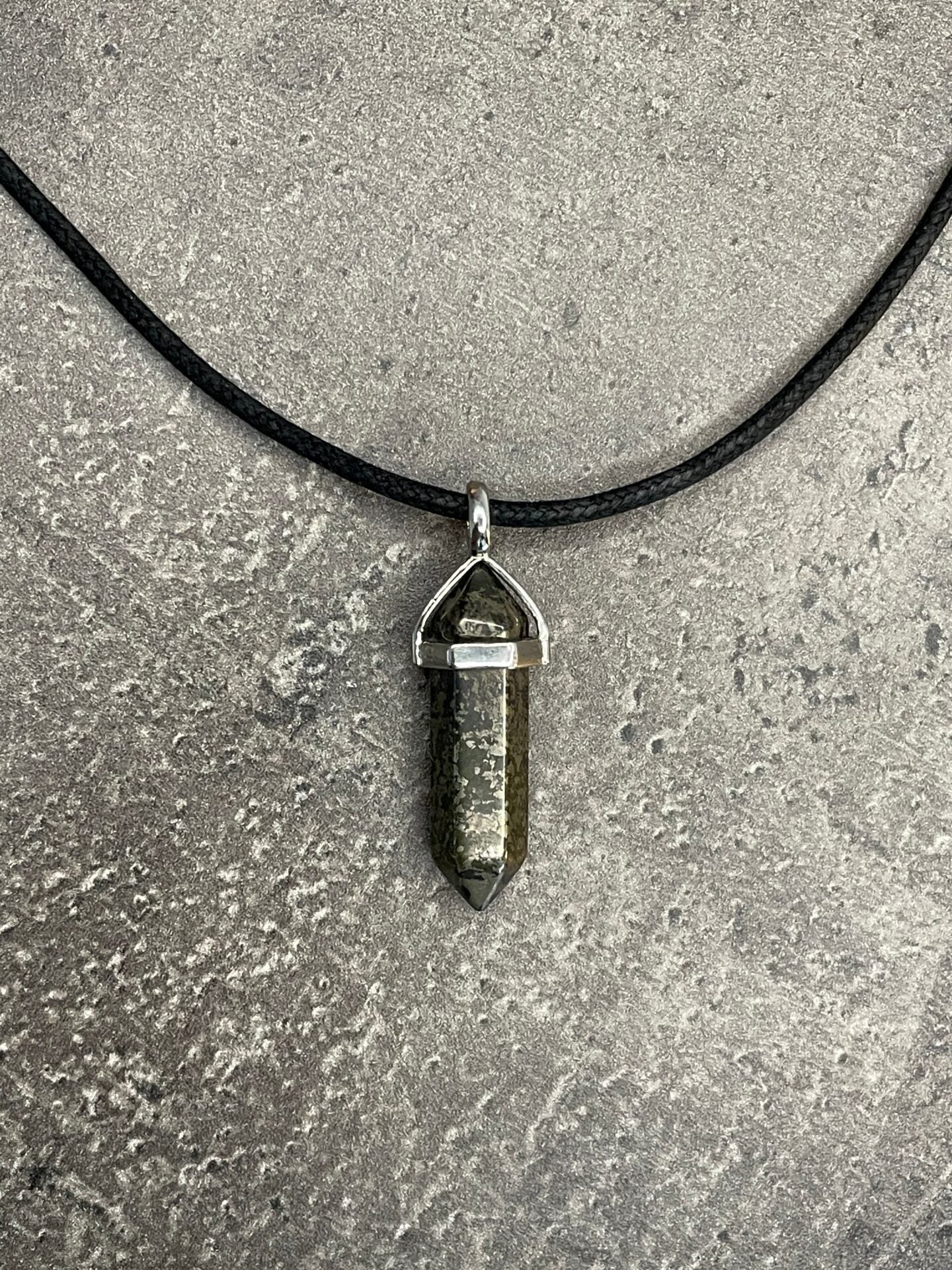 Abundance and wealth pendant - Pyrite With cotton chord necklace