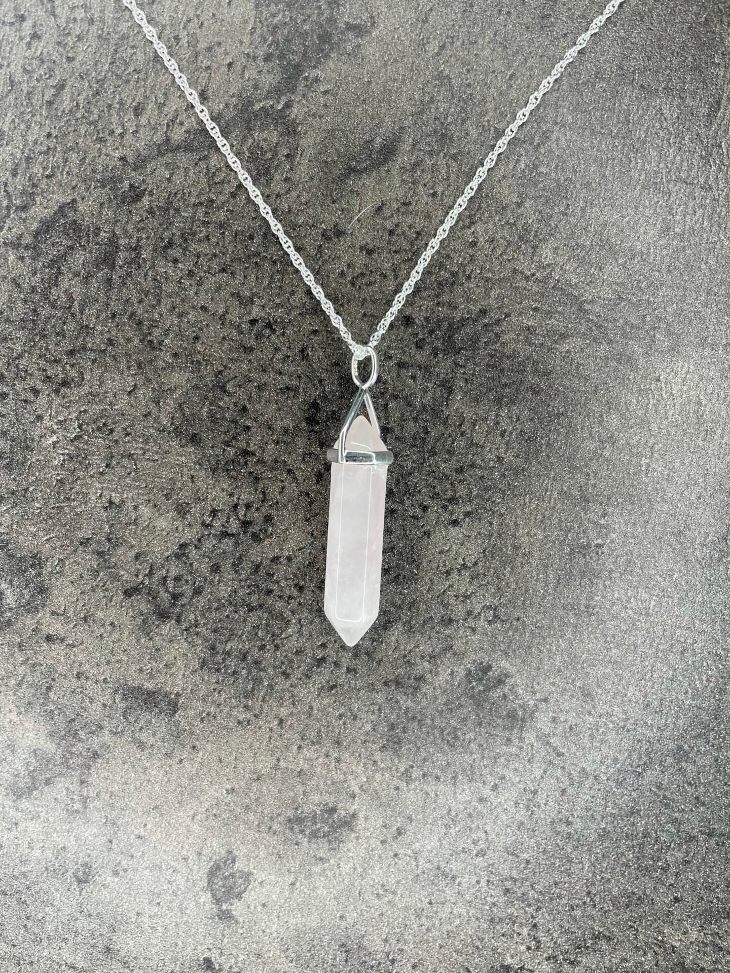 Love pendant - Rose quartz (sterling silver) With sterling silver necklace