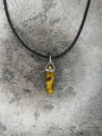 Willpower pendant - Tiger's eye (sterling silver) With cotton chord necklace
