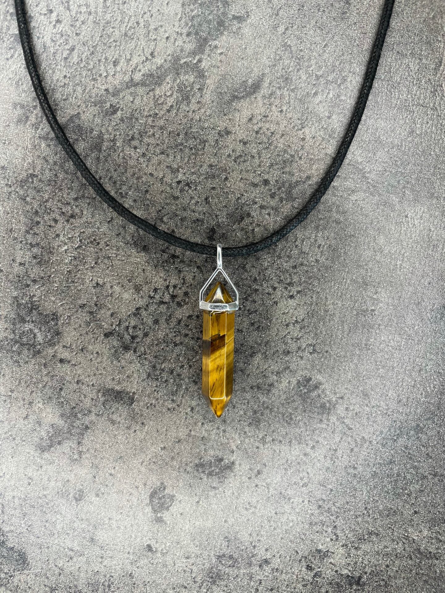 Willpower pendant - Tiger's eye (sterling silver) With cotton chord necklace
