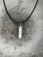 Love pendant - Rose quartz (sterling silver) With cotton chord necklace