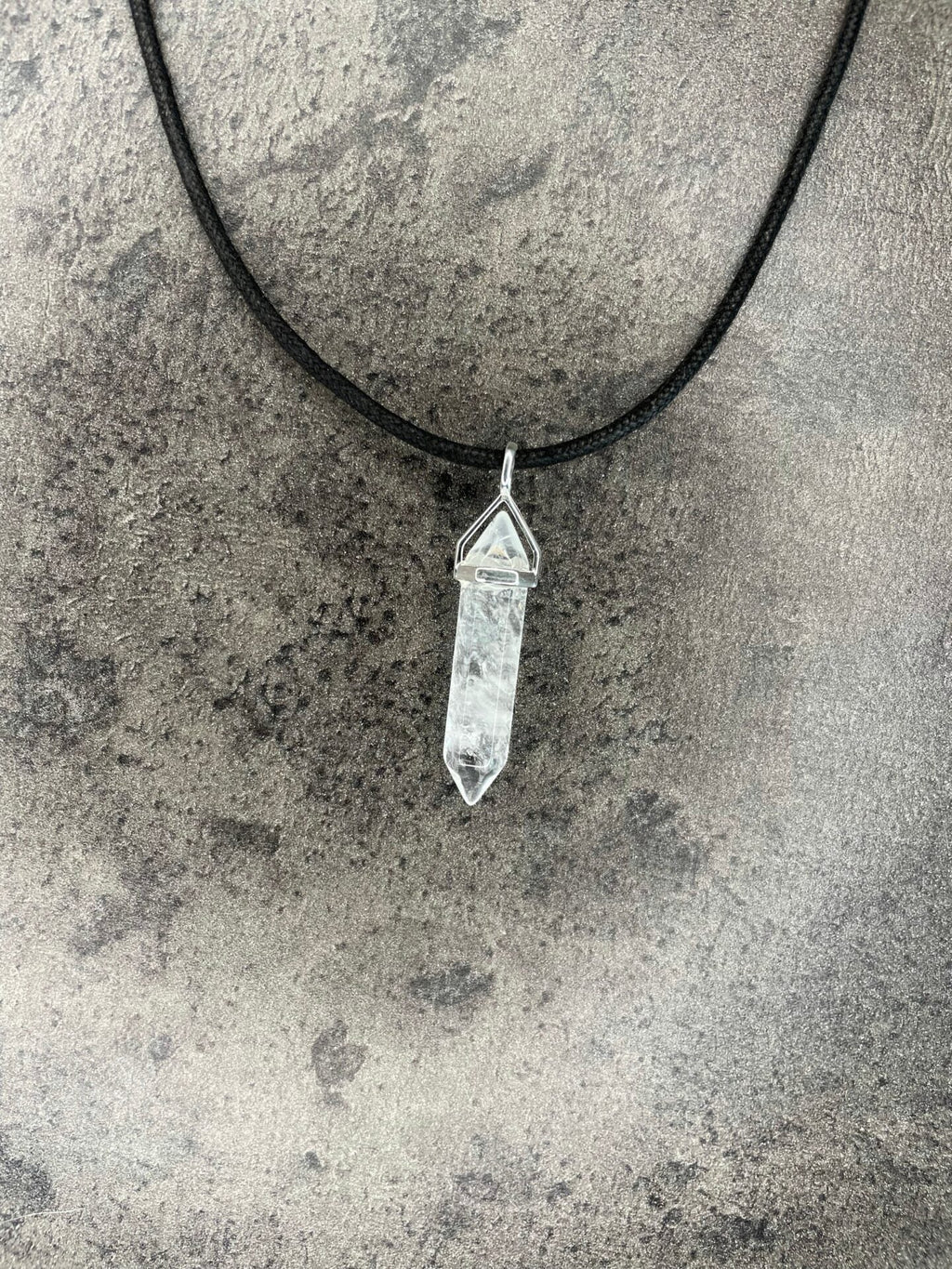 Positivity pendant - Clear quartz (sterling silver) With cotton chord necklace