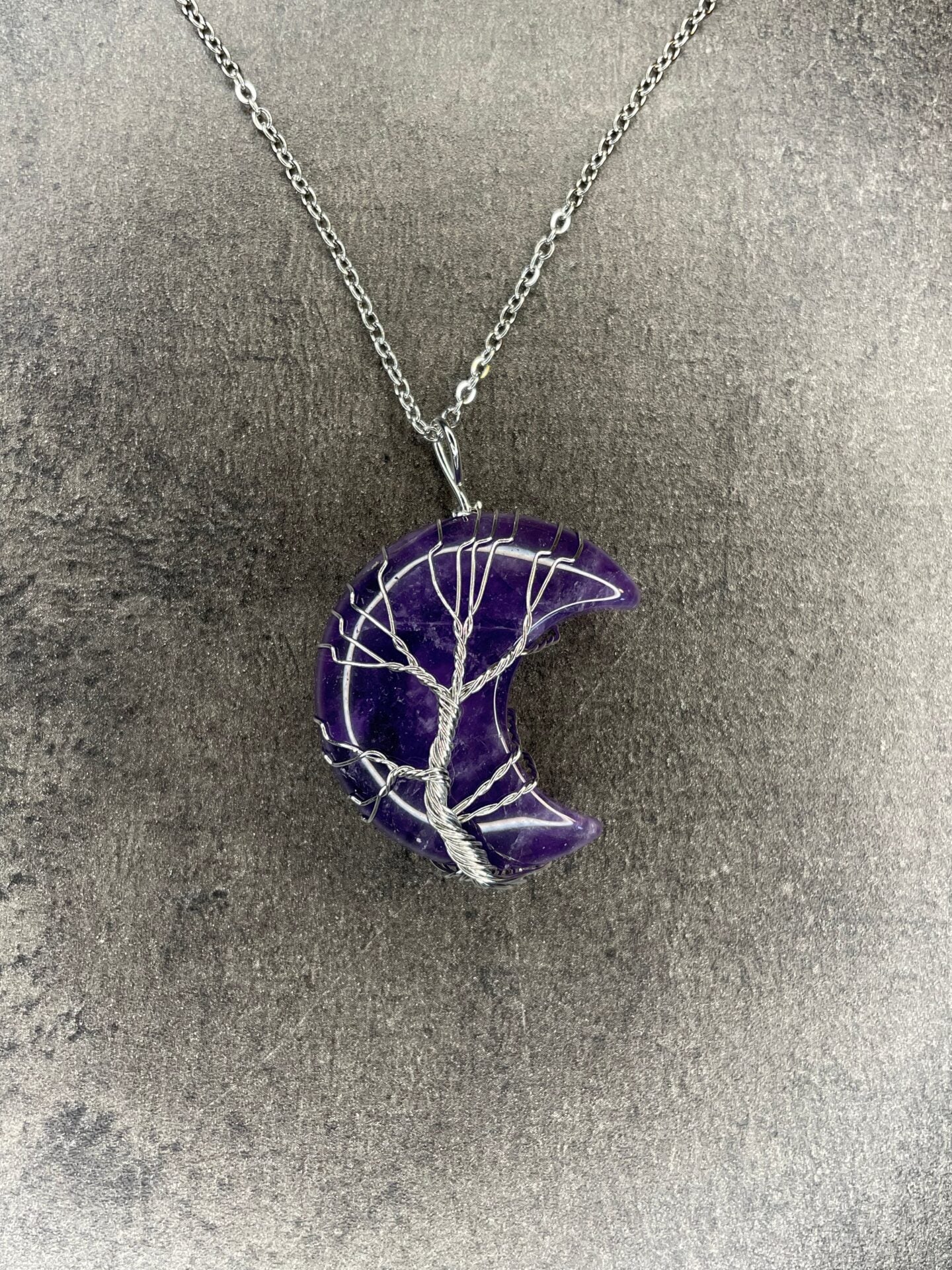 Amethyst moon pendant and necklace