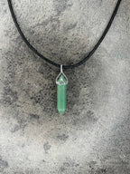 Luck pendant - Green aventurine (sterling silver) With cotton chord necklace