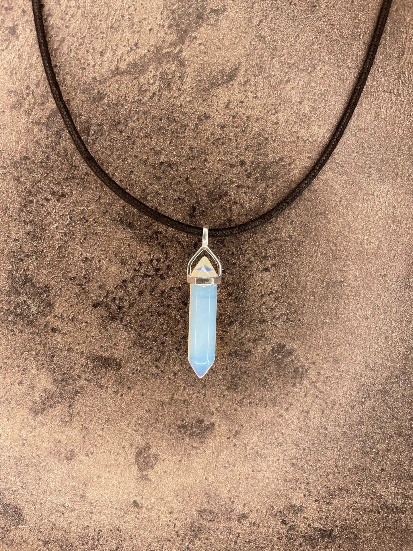 Confidence pendant - Opalite (sterling silver) With cotton chord necklace