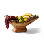 Handcrafted Olive Wood Pedestal Fruit Bowl (45x25x25) | Rustic Table Decor