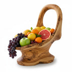 Handcrafted Olive Wood Pedestal Fruit Bowl (36x20x35) | Rustic Table Decor