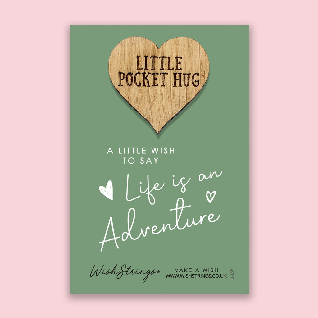 Pocket Hug - Life is an Adventure | Thoughtful Gift for Travelers & Explorers | Keepsake Token for Sending Hugs & Safe Travels