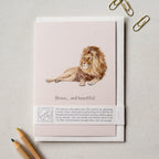 Animal Lover Charity Greeting Card Lion 'Brave and beautiful' card