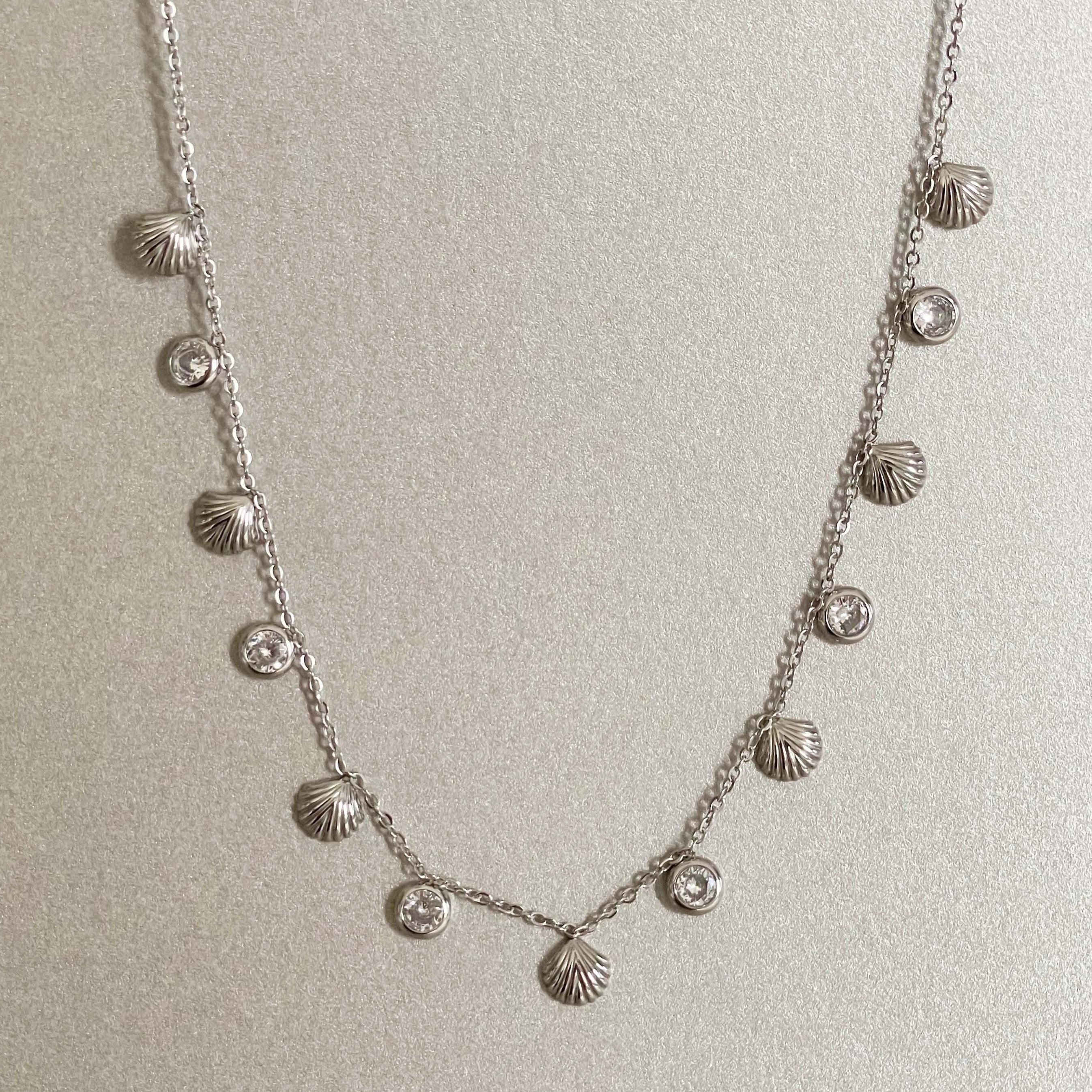 Hanaali Silver Tone Shell Necklace