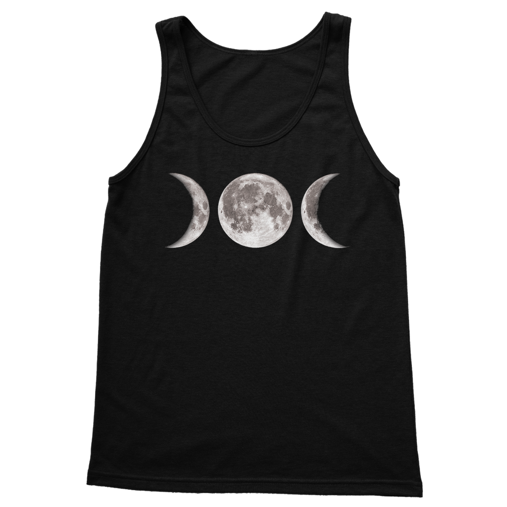 Triple Goddess Ladies Vest Top | Sleeveless Moon Phase Tank Black