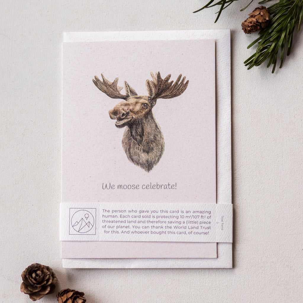 Animal Lover Charity Greeting Card Moose 'We moose celebrate' card