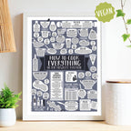 Personalised How To Cook Everything Vegan Print White frame Black