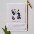 Animal Lover Charity Greeting Card Panda 'Well done, high five!' card