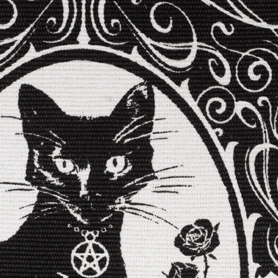 Black Cat Occult Rug Woven Cotton Gothic Home Decor – Alchemy Gothic Paracelsus RUG7