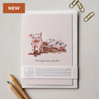 Animal Lover Charity Greeting Card Piglets 'Through dust and dirt' card