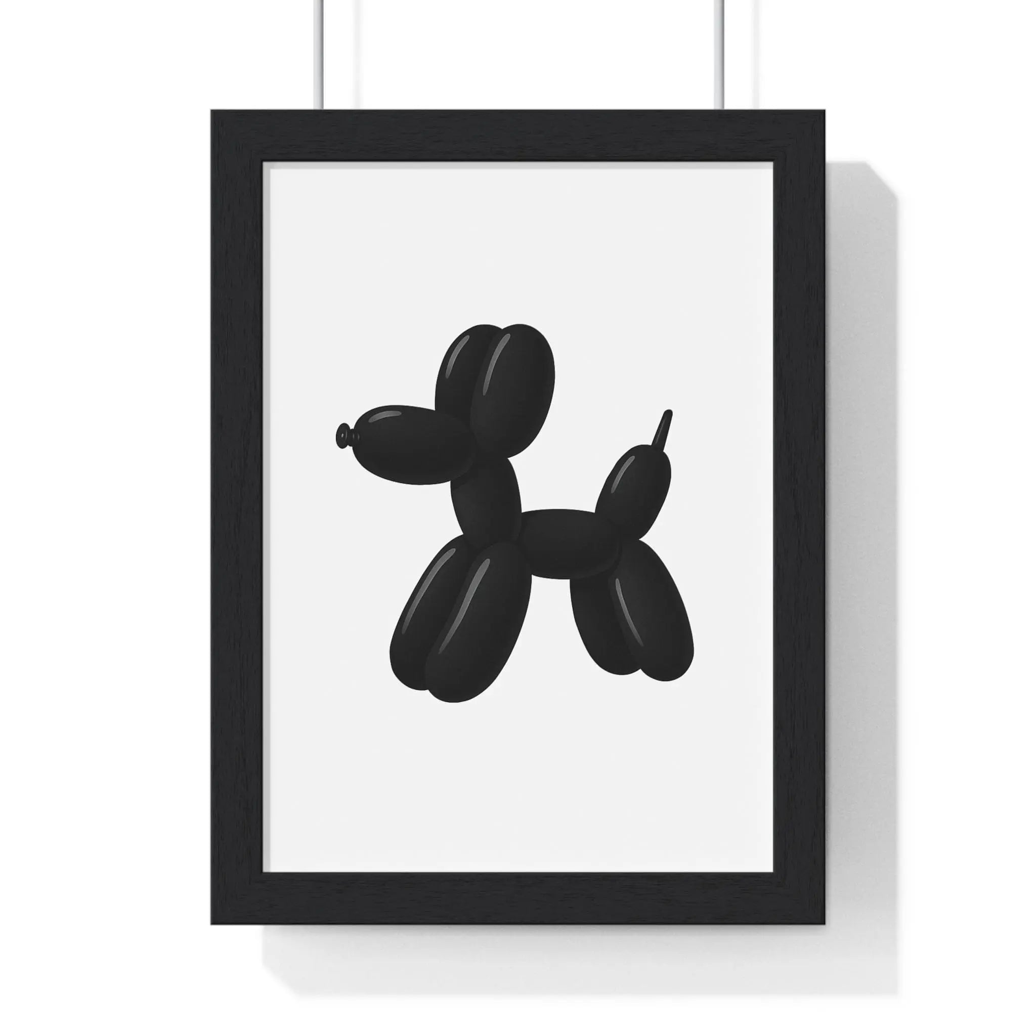 Black Balloon Dog Poster | Minimalist Bathroom Wall Art A3 Framed