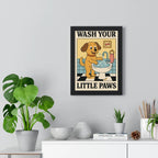 Cute Dog Bathroom Poster | Wash Your Paws Wall Art