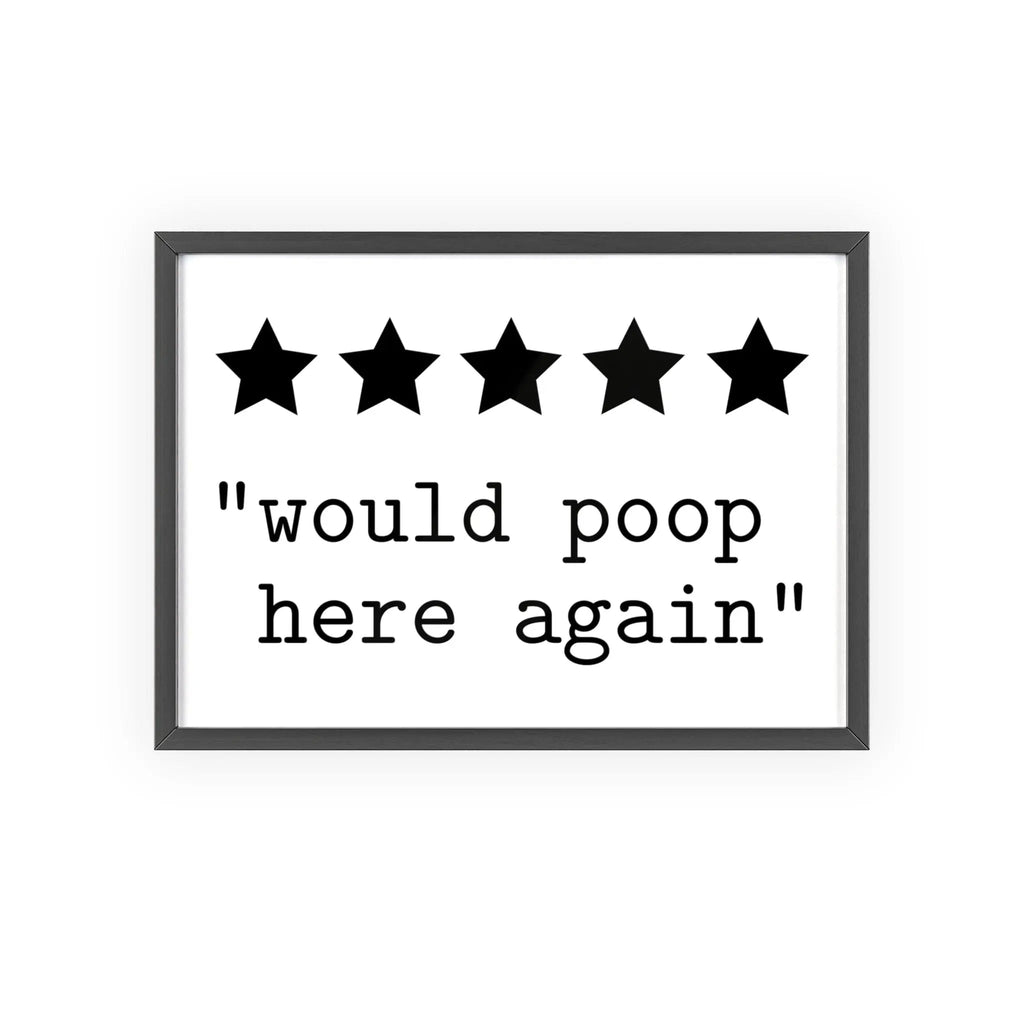 Funny Bathroom Poster | Would Poop Here Again Print A3 Framed