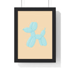 Pastel Blue Balloon Dog Poster | Playful Bathroom Art A3 Framed