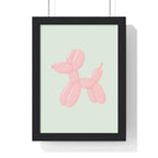 Pastel Pink Balloon Dog Poster | Cute Bathroom Wall Art A3 Framed