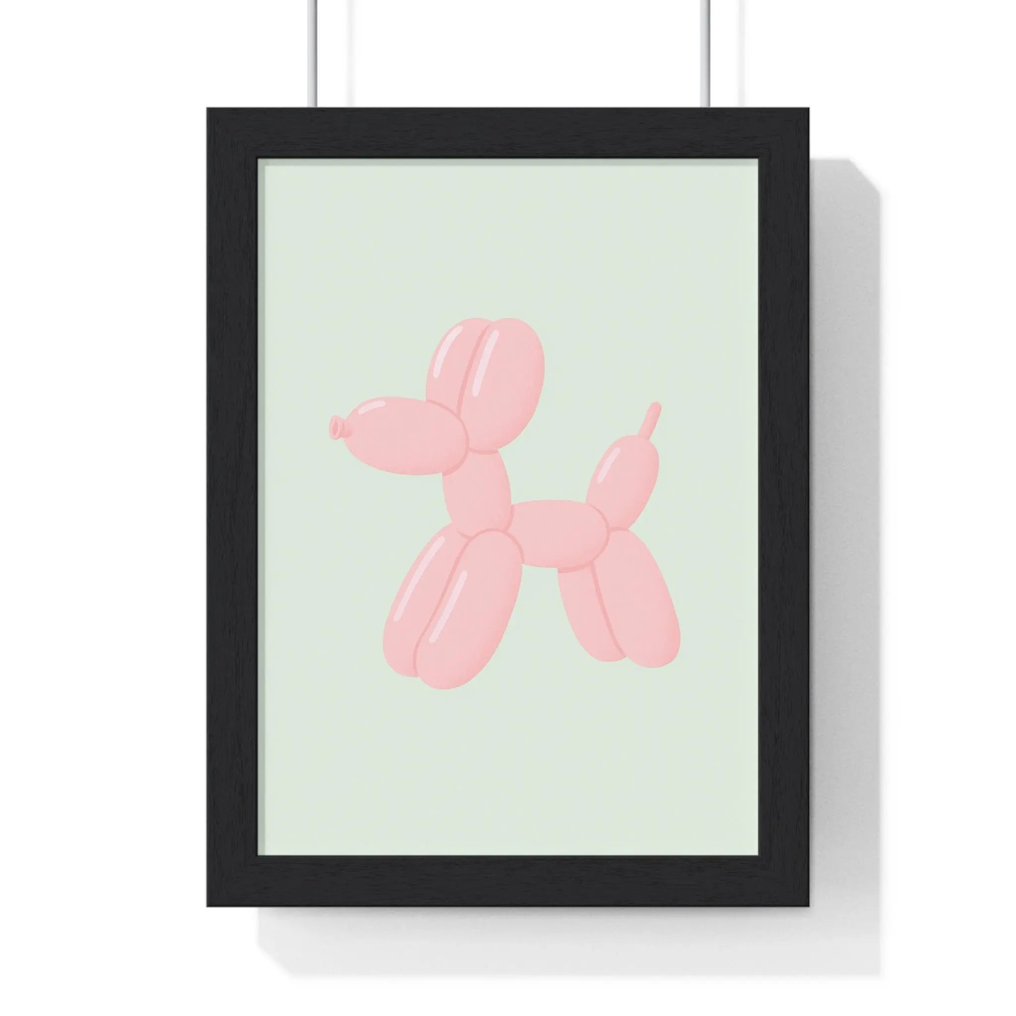 Pastel Pink Balloon Dog Poster | Cute Bathroom Wall Art A3 Framed