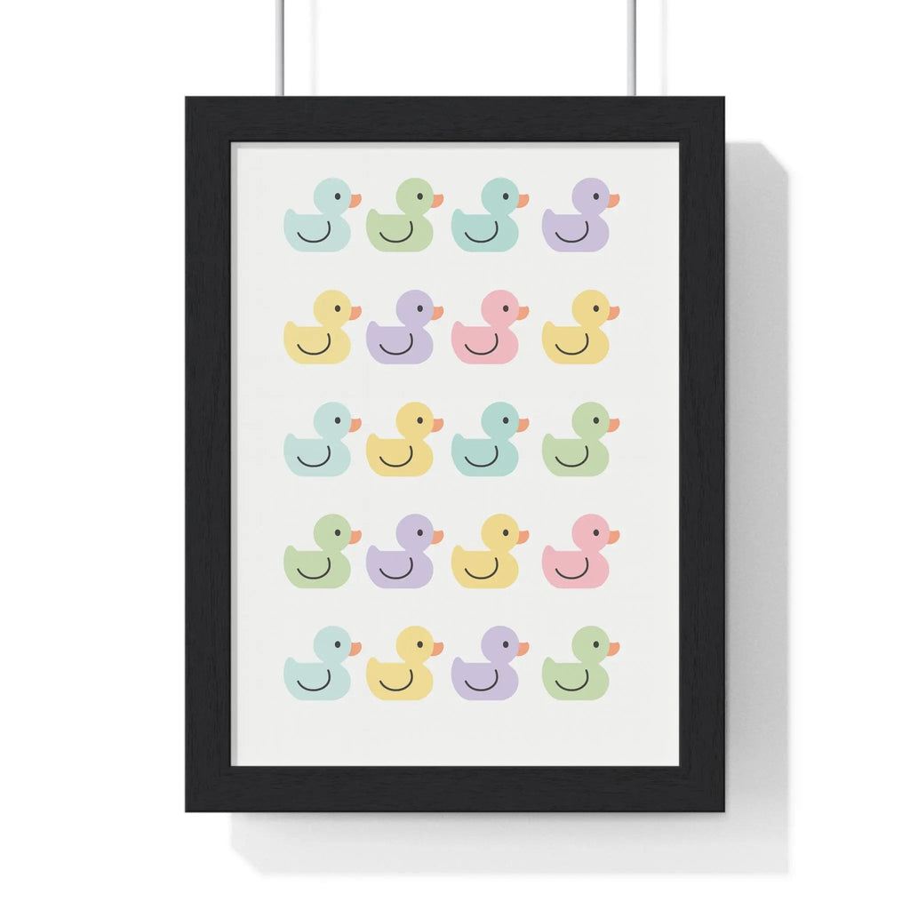 Pastel Rubber Duck Poster | Cute Bathroom Print A3 Framed