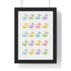 Pastel Rubber Duck Poster | Cute Bathroom Print A3 Framed