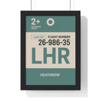Heathrow Boarding Pass Poster – Minimalist Travel Print A3 Framed