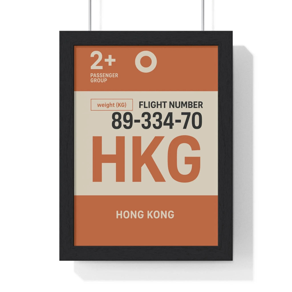 Hong Kong Boarding Pass Poster – HKG Travel Print A3 Framed