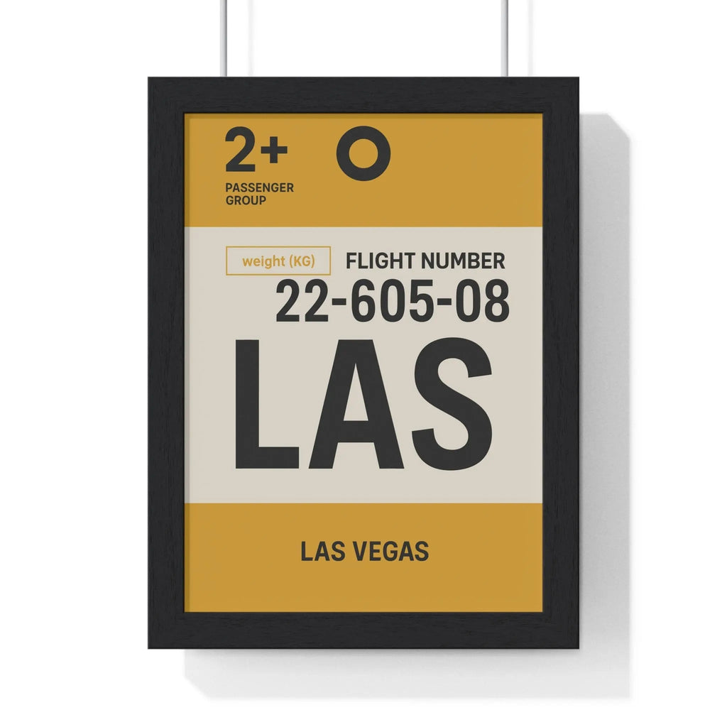 Las Vegas LAS Boarding Pass Poster – Travel Wall Art – Minimalist Print A3 Framed