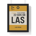 Las Vegas LAS Boarding Pass Poster – Travel Wall Art – Minimalist Print A3 Framed