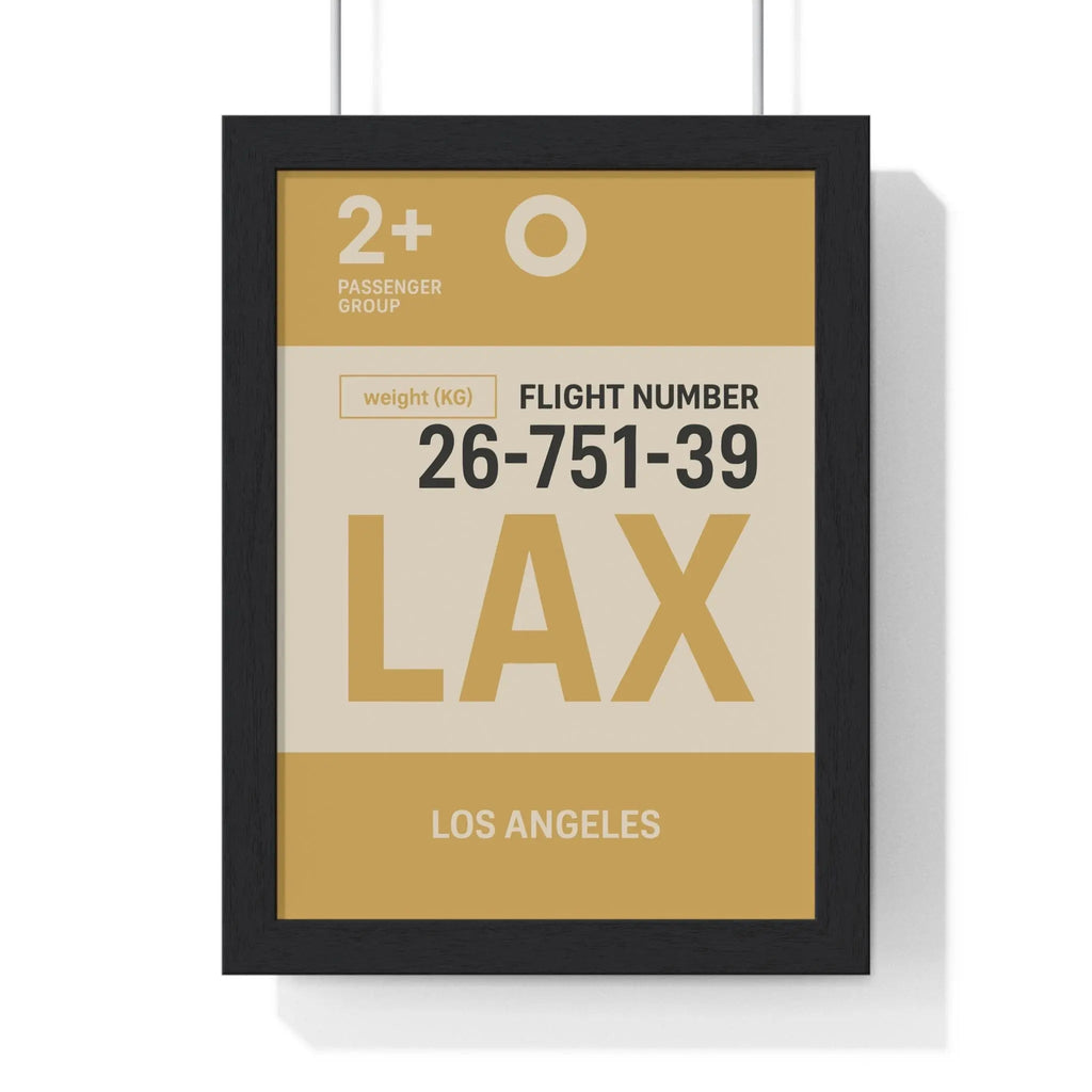 Los Angeles LAX Boarding Pass Poster – Minimalist Travel Wall Art A3 Framed
