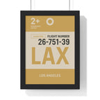 Los Angeles LAX Boarding Pass Poster – Minimalist Travel Wall Art A3 Framed
