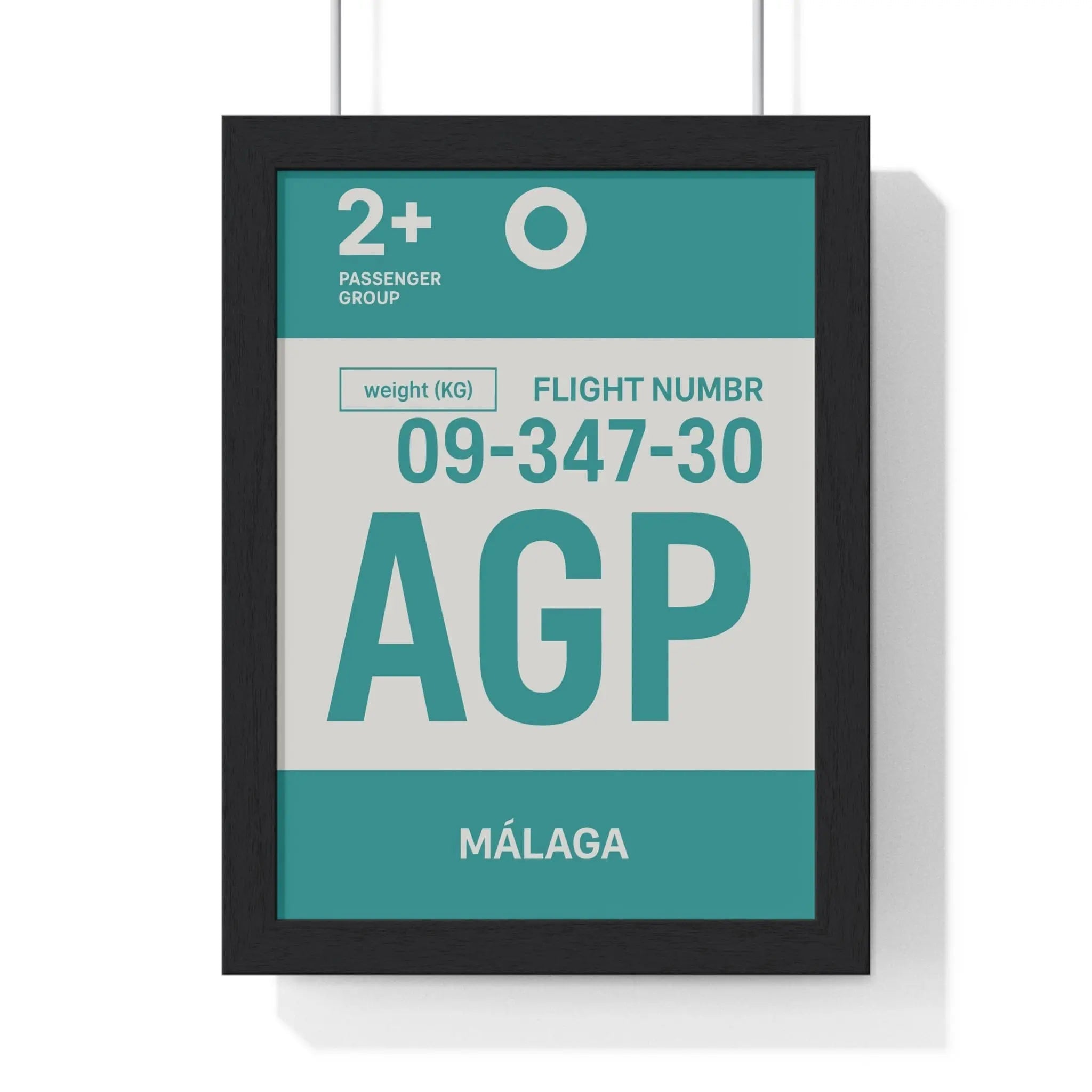 Malaga AGP Boarding Pass Poster – Minimalist Spain Travel Print A3 Framed