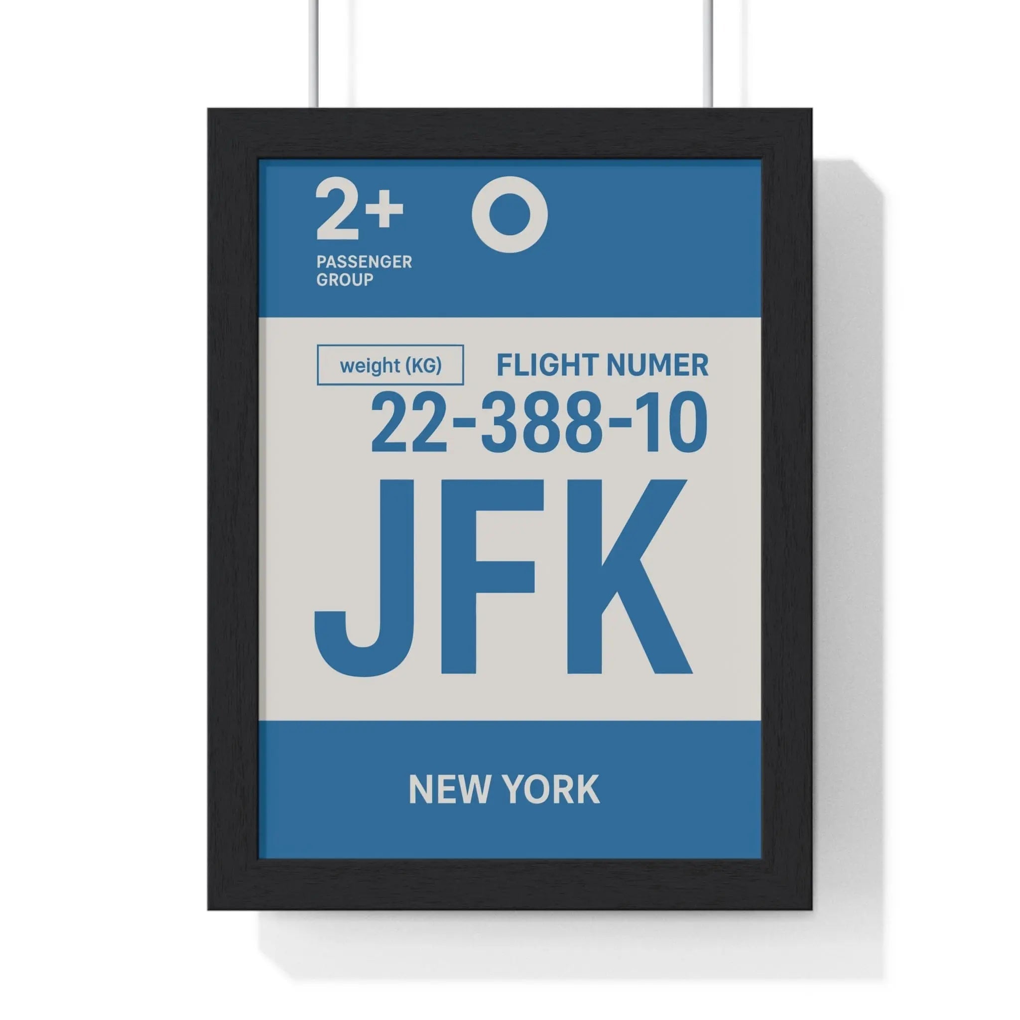 New York JFK Boarding Pass Poster – Minimal Travel Print A3 Framed