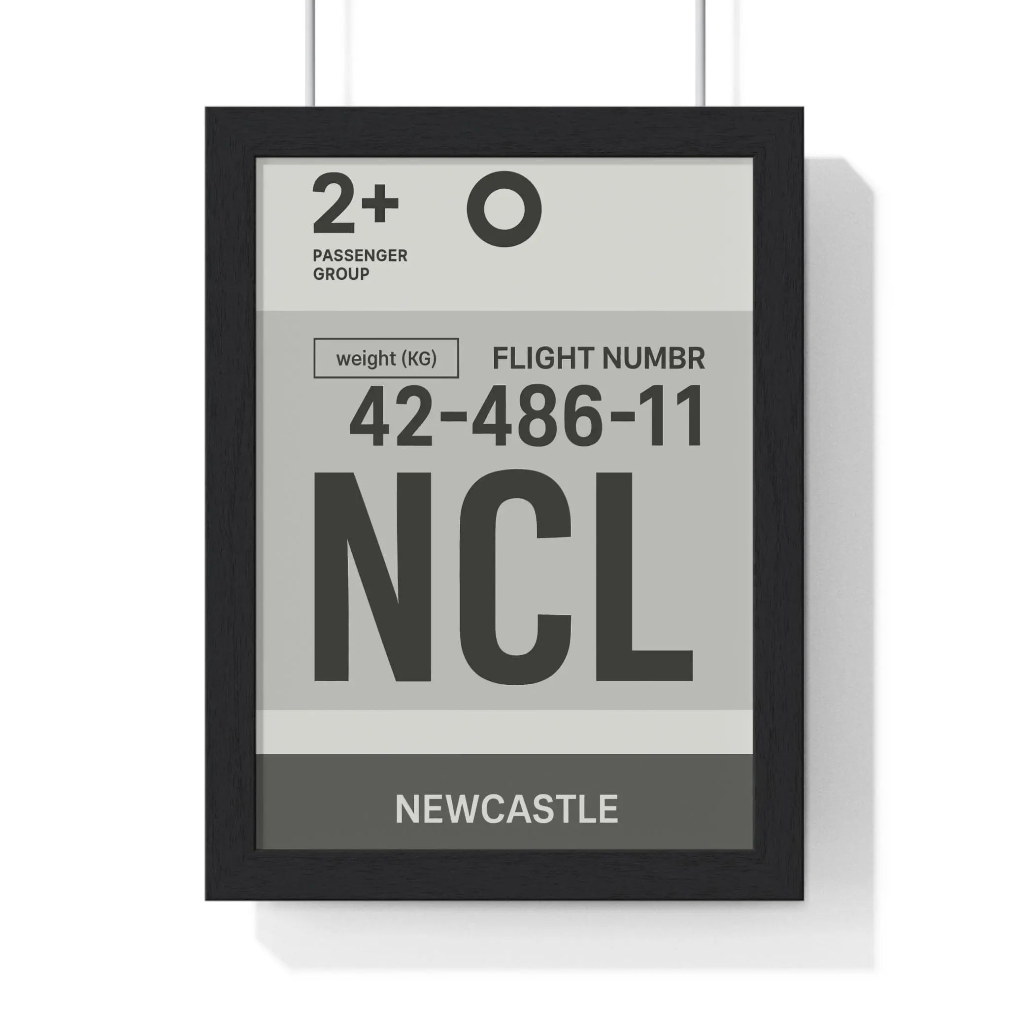 Newcastle NCL Boarding Pass Poster – Minimalist Travel Wall Art A3 Framed