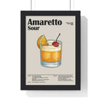 Amaretto Sour Cocktail Poster – Classic Bar Drink Wall Art – Framed or Unframed A3 Framed
