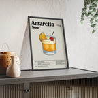 Amaretto Sour Cocktail Poster – Classic Bar Drink Wall Art – Framed or Unframed