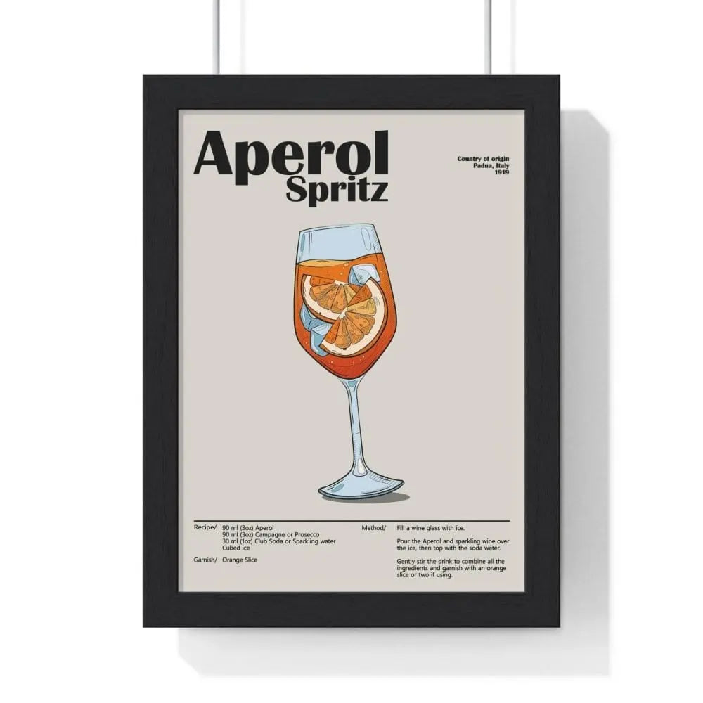 Aperol Spritz Cocktail Poster – Modern Bar Wall Art – Framed or Unframed A3 Framed