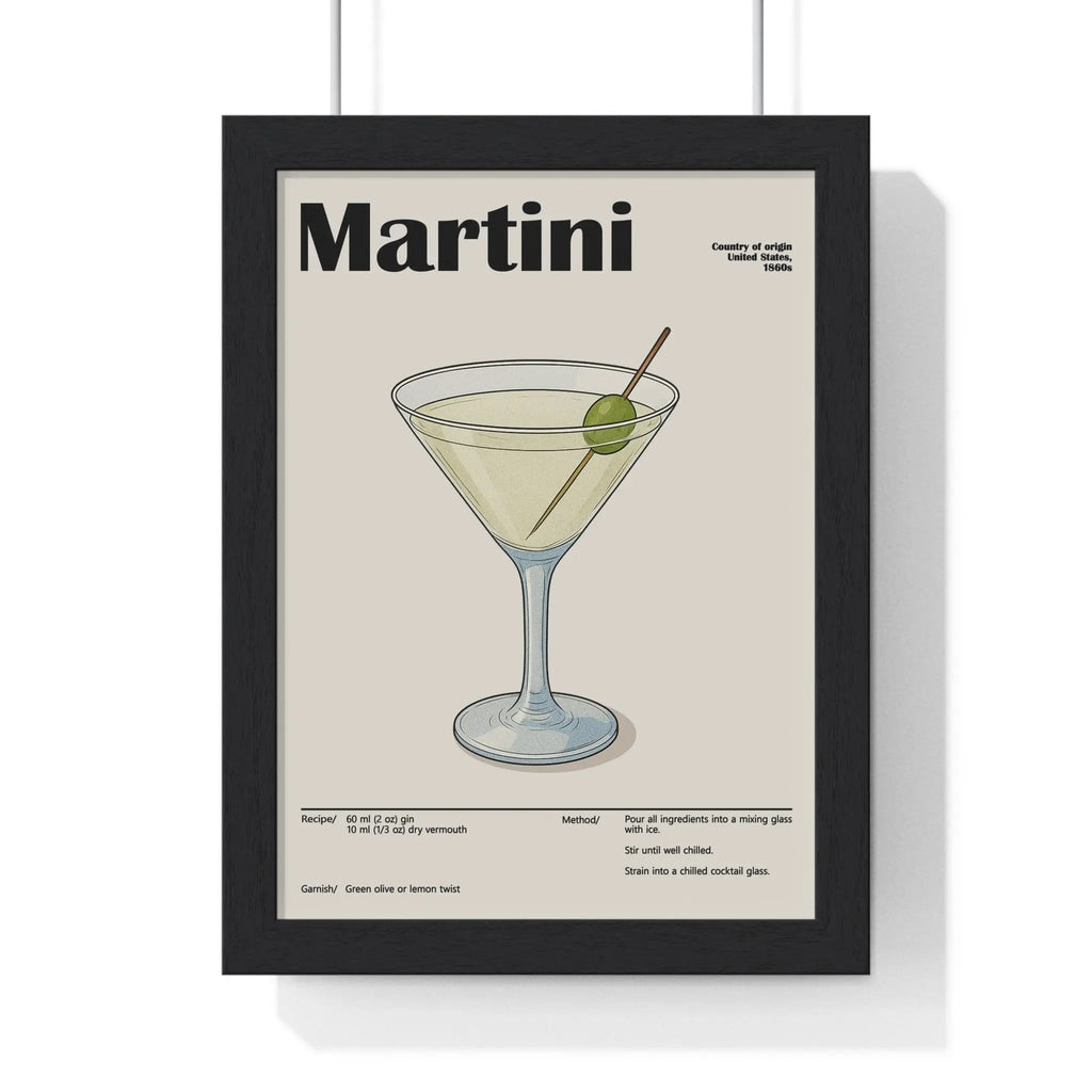 Martini Cocktail Poster – Timeless Gin Drink Wall Art – Framed or Unframed A3 Framed