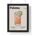 Paloma Cocktail Poster – Fresh Tequila Drink Wall Art – Framed or Unframed A3 Framed