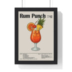 Rum Punch Cocktail Poster – Caribbean Classic Drink Art – Framed or Unframed A3 Framed