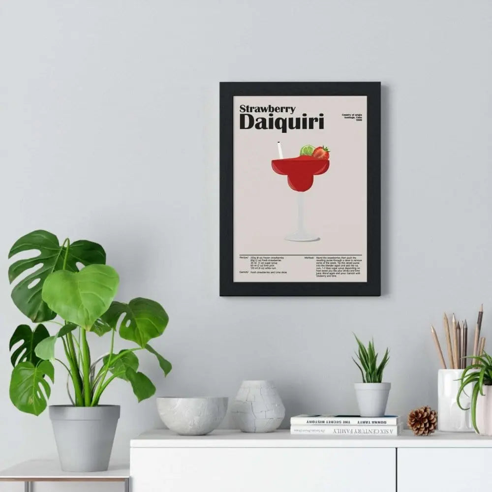 Strawberry Daiquiri Cocktail Poster – Bold Drink Wall Art – Framed or Unframed