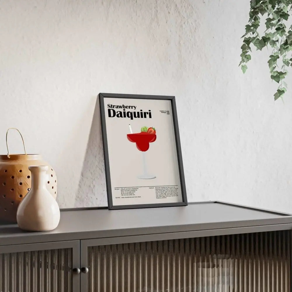 Strawberry Daiquiri Cocktail Poster – Bold Drink Wall Art – Framed or Unframed